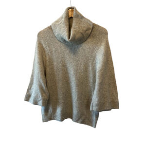 UNIOLO Wool Grey Cropped Flare Sleeve Turtle Neck Sweater S
